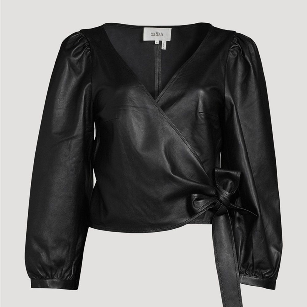 NEW Ba&sh Houston Leather Wrap Top - Black NWT Size S
